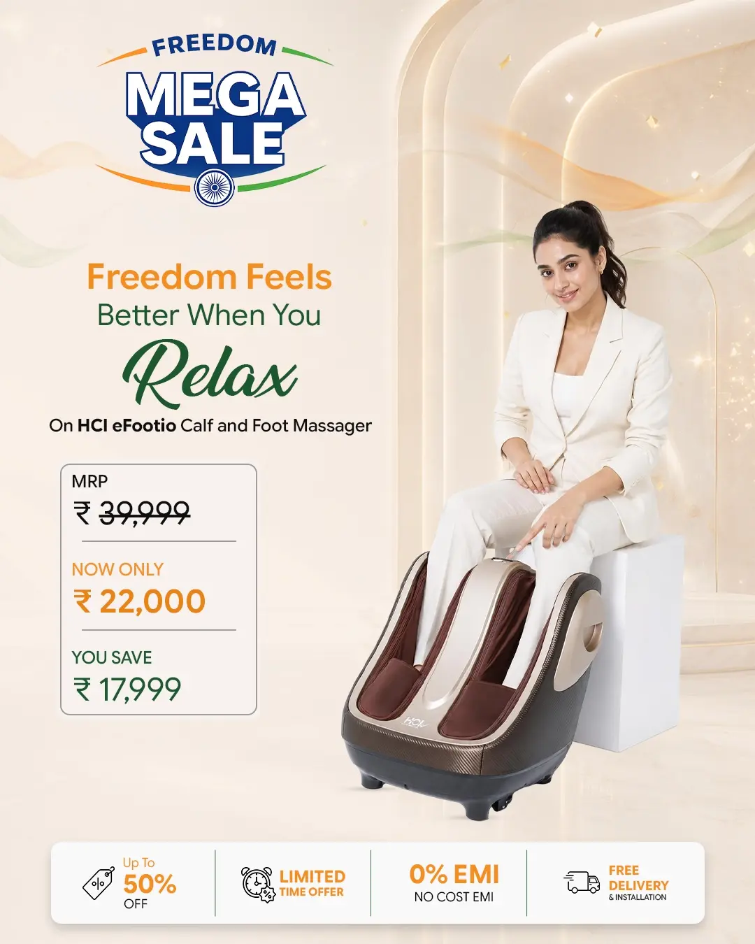 HCI eFootio Calf and Foot Massager