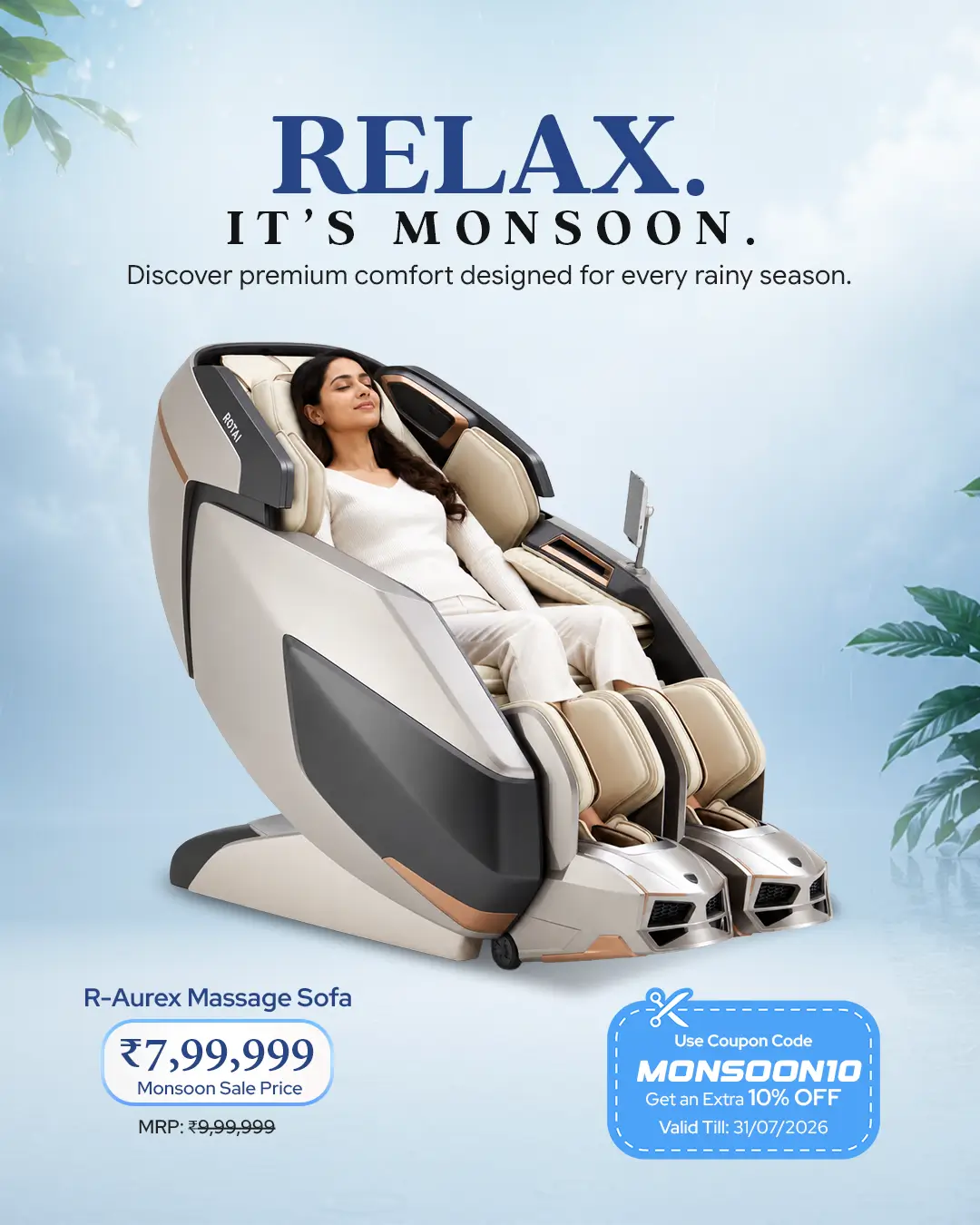Rotai R-AUREX luxury 4D dual mechanism massage chair deal offer
