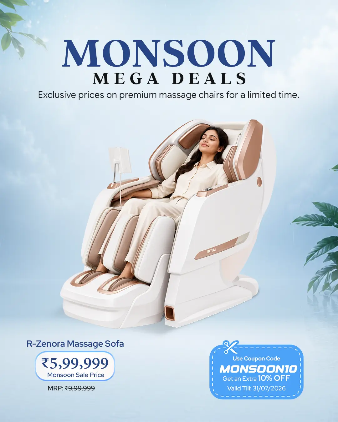 Rotai R-ZENORA 3D deep tissue luxury massage chair deal offer